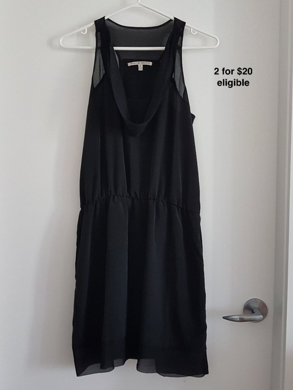 Collective Concepts Black Cowl Neck Chiffon Little Black Dress Sleeveless